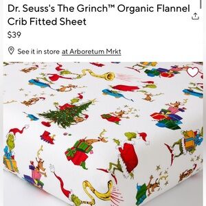Pottery barn kids Dr. Seuss's The Grinch™ Organic Flannel Crib Fitted Sheet